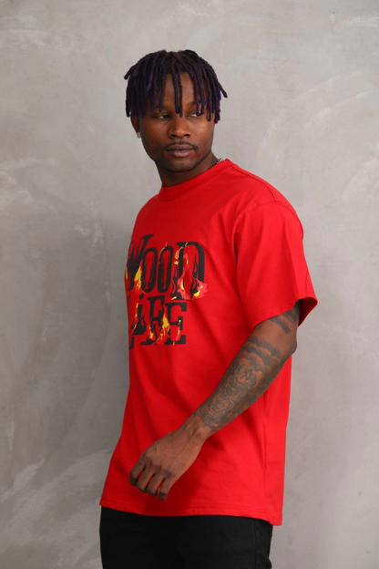 Baskılı Oversize T-Shirt - Kırmızı -