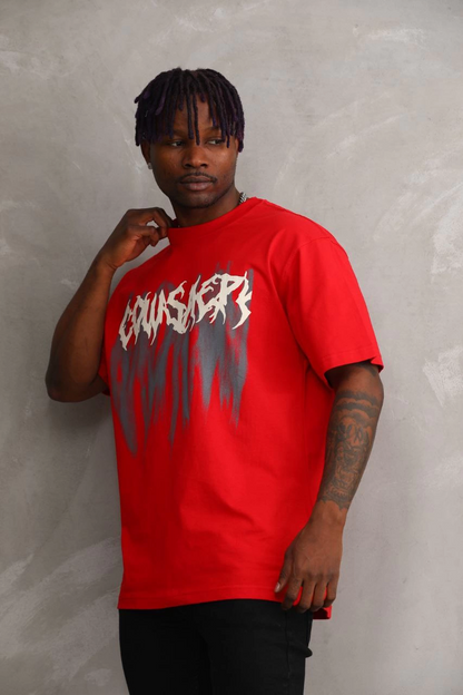 Baskılı Oversize T-Shirt - Kırmızı -