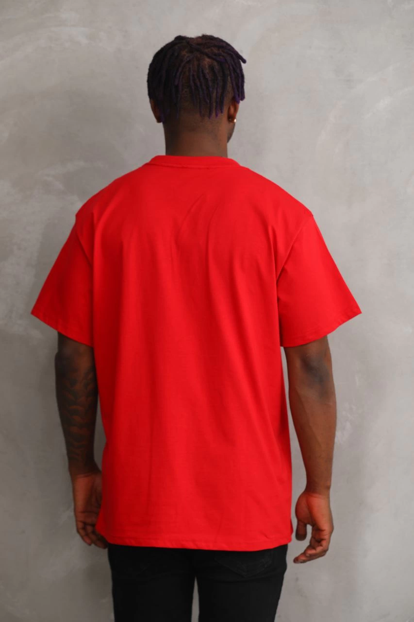 Baskılı Oversize T-Shirt - Kırmızı -