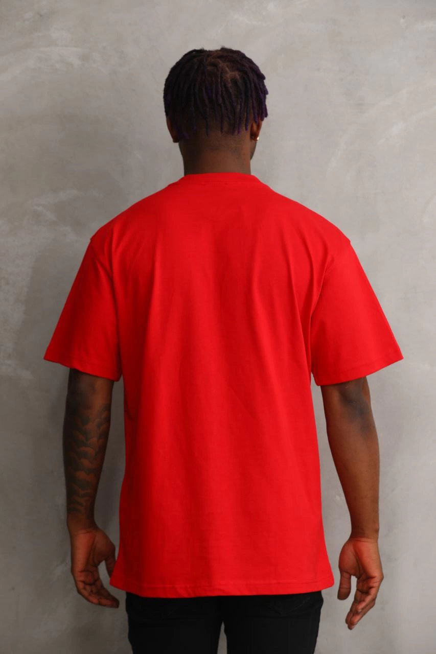 Baskılı Oversize T-Shirt - Kırmızı -