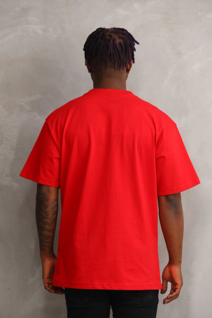 Baskılı Oversize T-Shirt - Kırmızı -