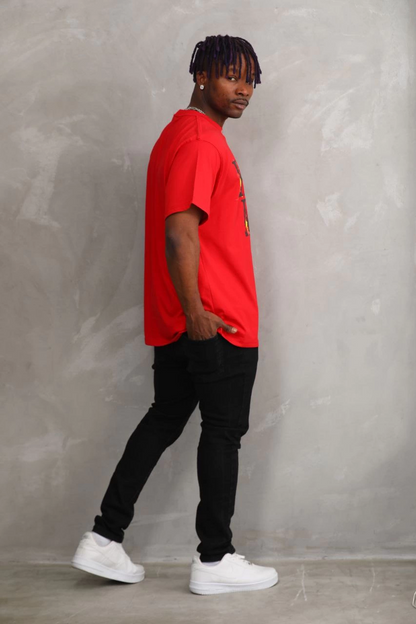 Baskılı Oversize T-Shirt - Kırmızı -