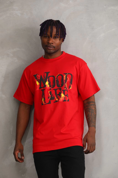 Baskılı Oversize T-Shirt - Kırmızı -