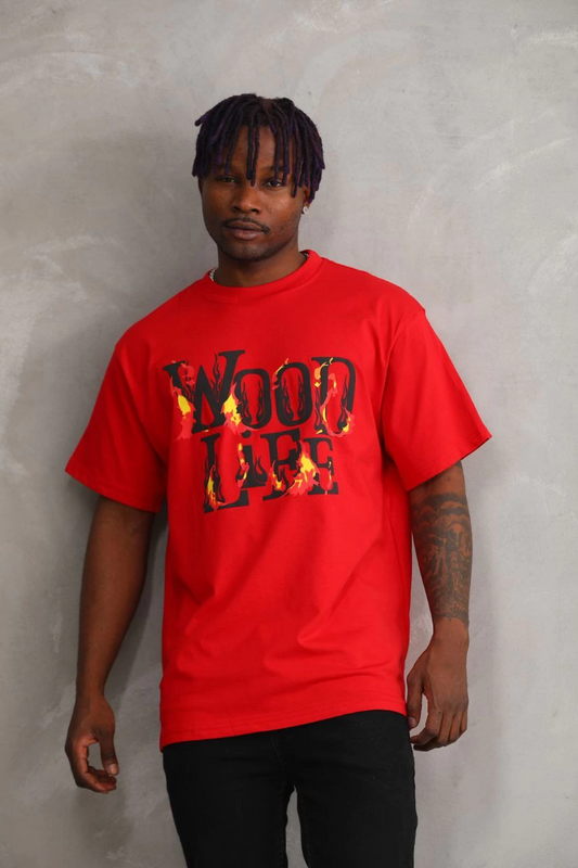 Baskılı Oversize T-Shirt - Kırmızı -