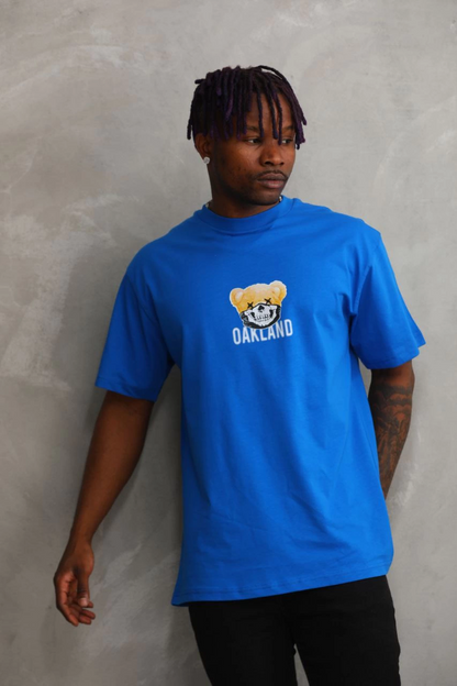 Baskılı Oversize T-Shirt - Mavi -