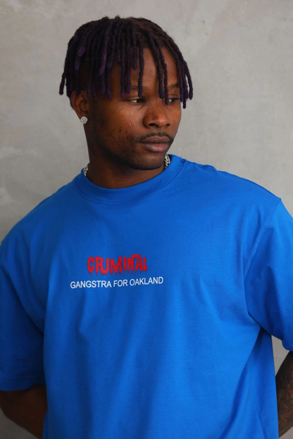 Baskılı Oversize T-Shirt - Mavi -