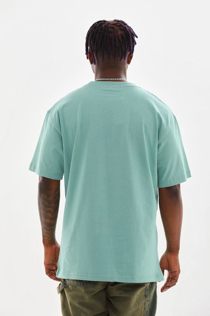 Baskılı Oversize T-Shirt - Mint Yeşili