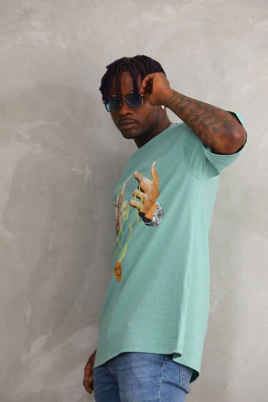 Baskılı Oversize T-Shirt - Mint Yeşili