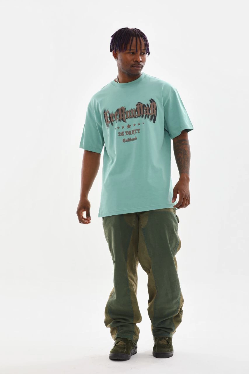 Baskılı Oversize T-Shirt - Mint Yeşili