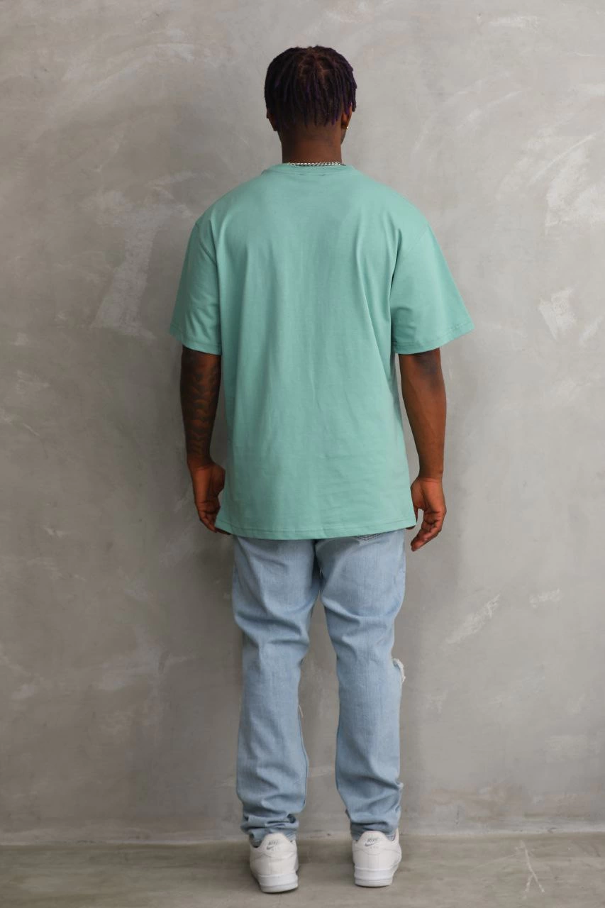 Baskılı Oversize T-Shirt - Mint Yeşili