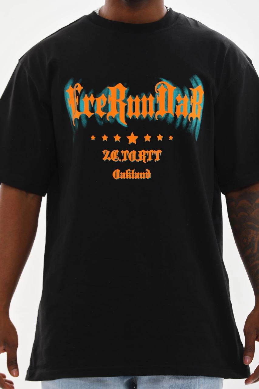 Baskılı Oversize T-Shirt - Siyah -