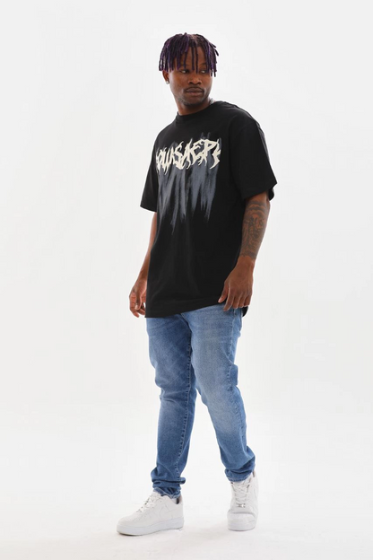 Baskılı Oversize T-Shirt - Siyah -