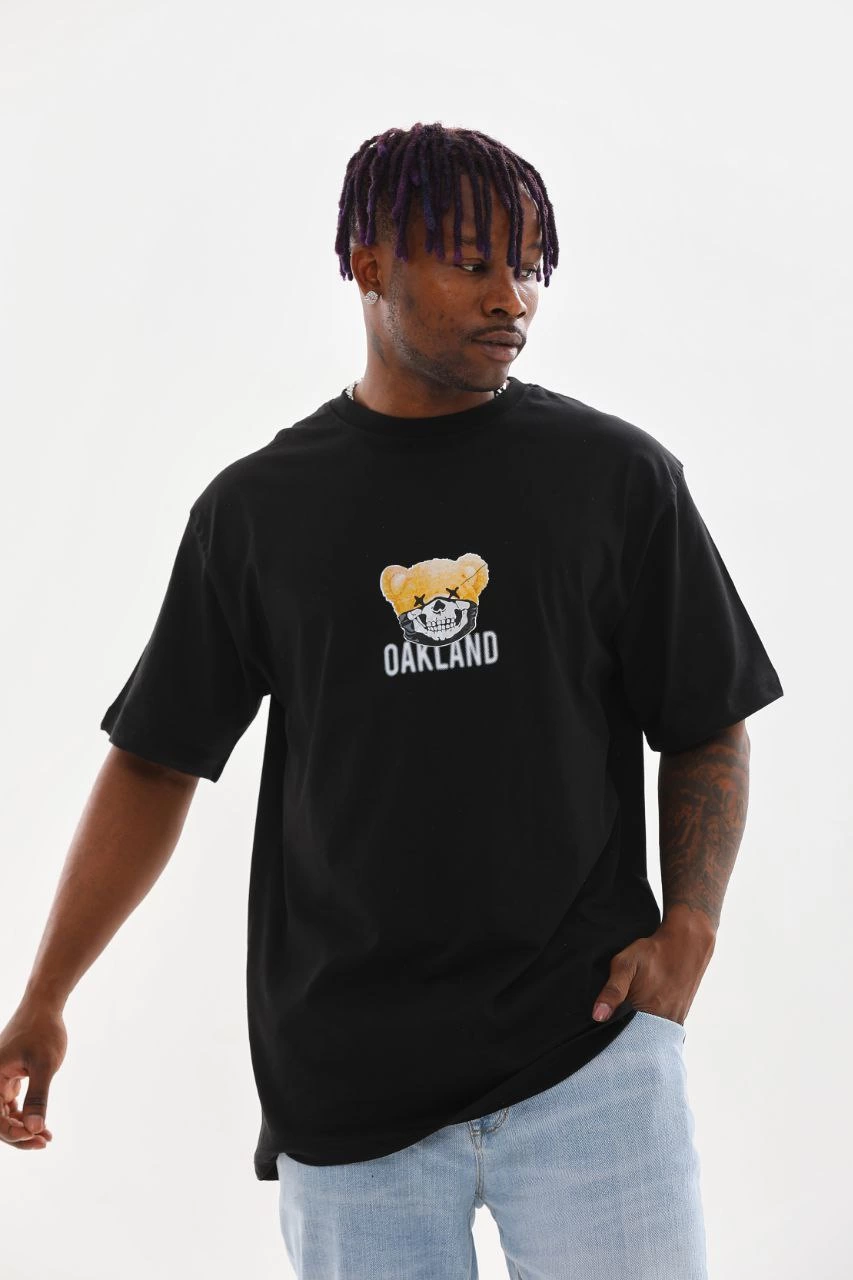 Baskılı Oversize T-Shirt - Siyah -