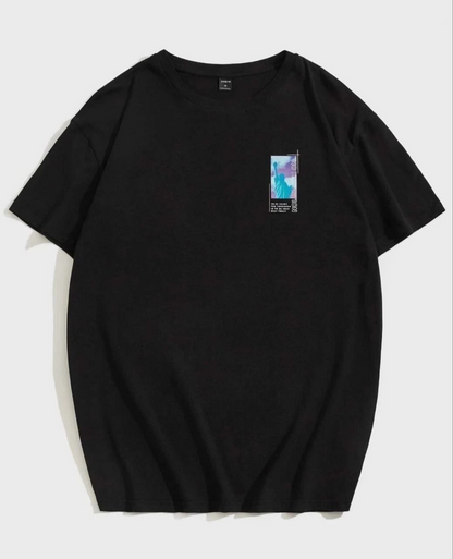 Baskılı Oversize T-Shirt - Siyah -