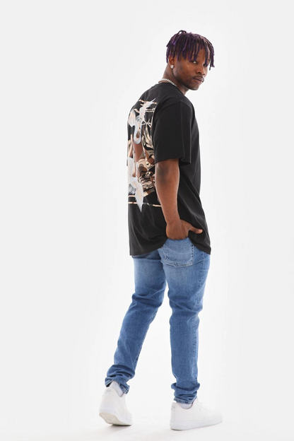 Baskılı Oversize T-Shirt - Siyah -