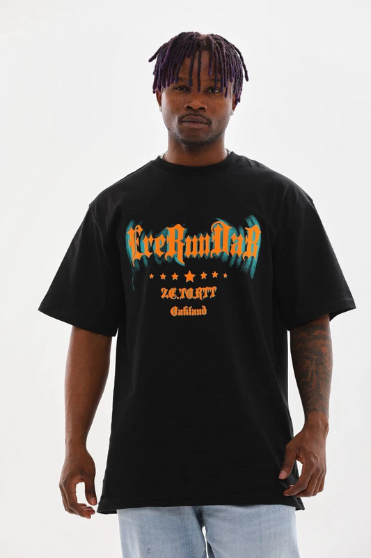 Baskılı Oversize T-Shirt - Siyah -