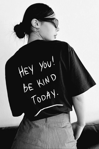 Baskılı Oversize T-Shirt - Siyah -