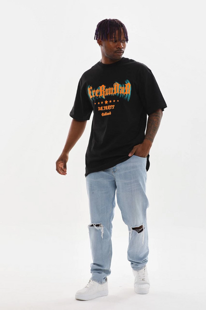 Baskılı Oversize T-Shirt - Siyah -
