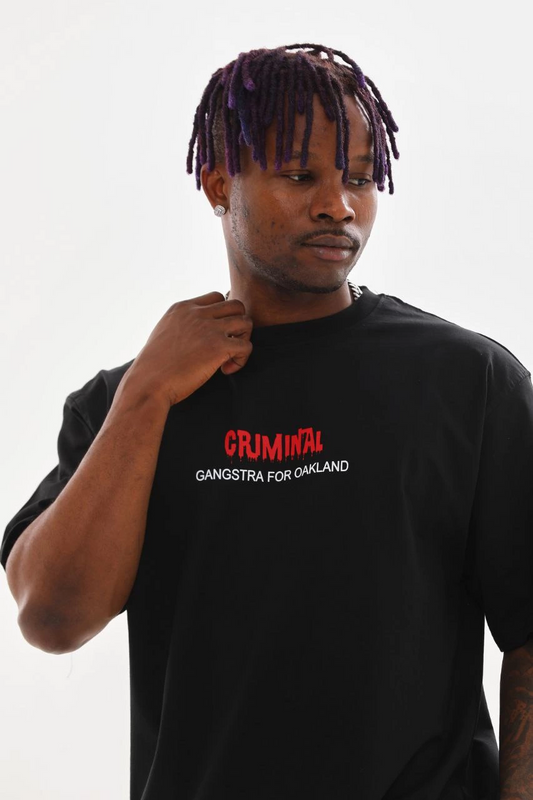 Baskılı Oversize T-Shirt - Siyah -