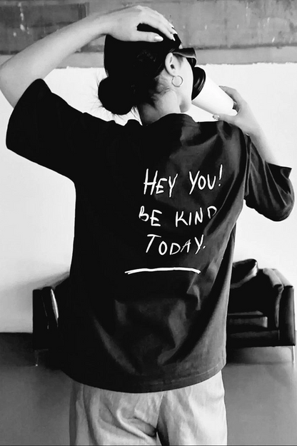 Baskılı Oversize T-Shirt - Siyah -