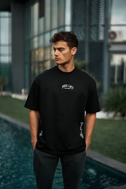 Baskılı Oversize T-Shirt - Siyah -