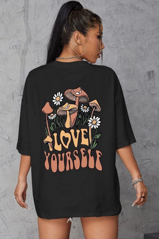 Baskılı Oversize T-Shirt - Siyah -