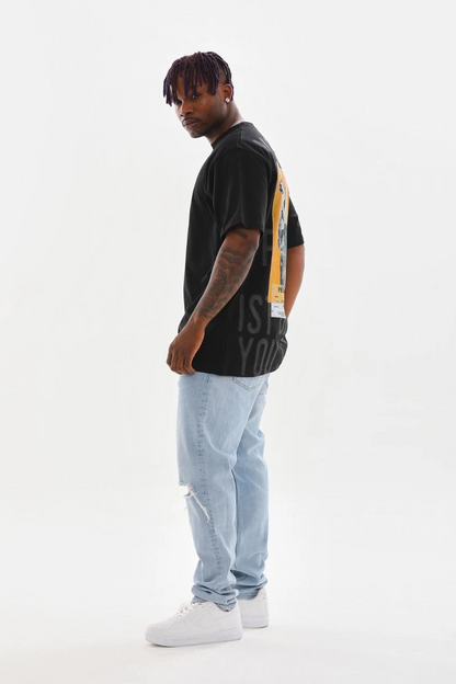 Baskılı Oversize T-Shirt - Siyah -