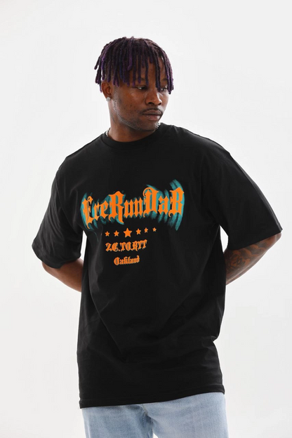 Baskılı Oversize T-Shirt - Siyah -