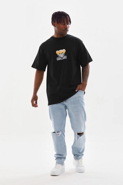 Baskılı Oversize T-Shirt - Siyah -