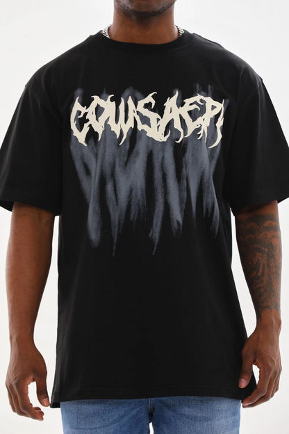 Baskılı Oversize T-Shirt - Siyah -