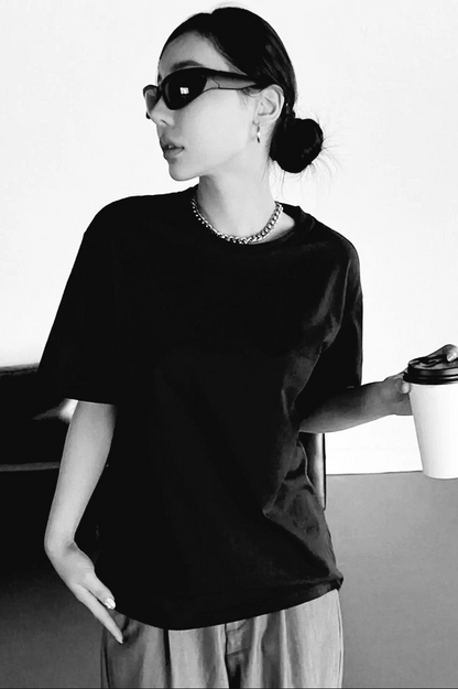 Baskılı Oversize T-Shirt - Siyah -