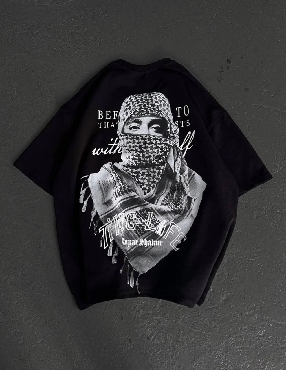 Baskılı Oversize T-Shirt - Siyah -