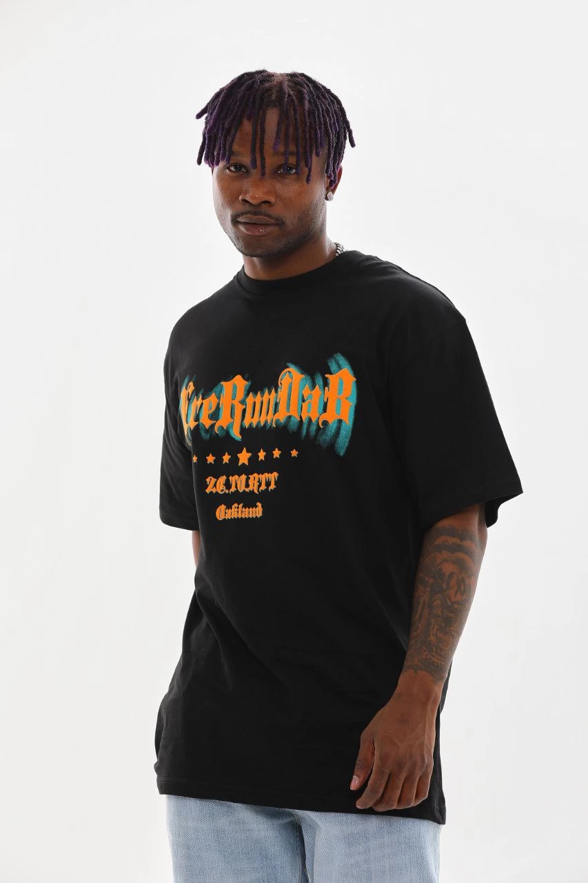 Baskılı Oversize T-Shirt - Siyah -