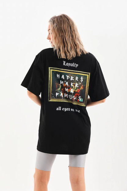 Baskılı Oversize T-Shirt - Siyah -