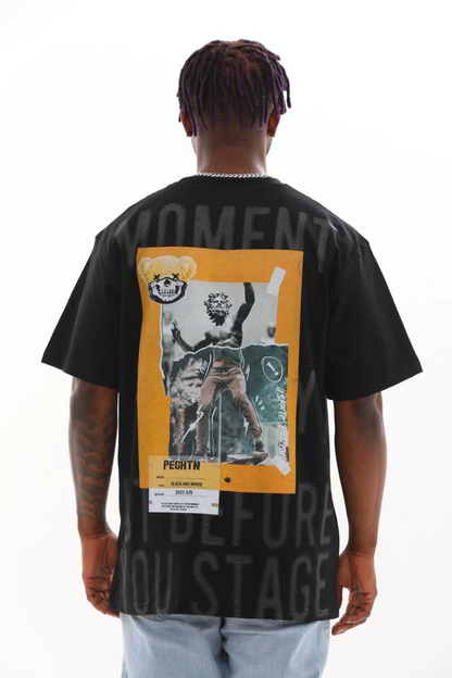 Baskılı Oversize T-Shirt - Siyah -