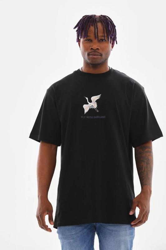 Baskılı Oversize T-Shirt - Siyah -