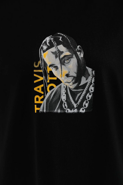 Baskılı Oversize T-Shirt - Siyah -