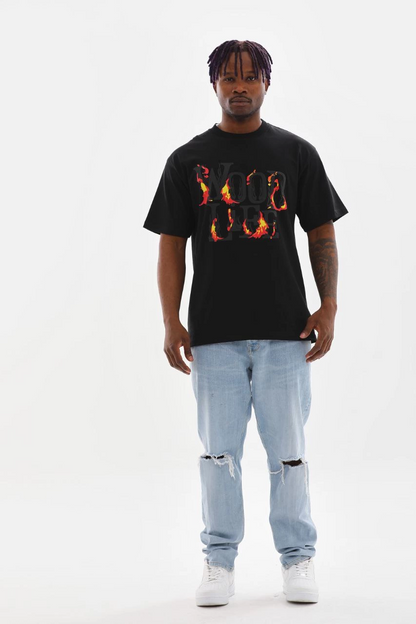 Baskılı Oversize T-Shirt - Siyah -