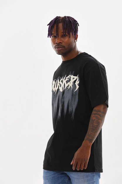 Baskılı Oversize T-Shirt - Siyah -