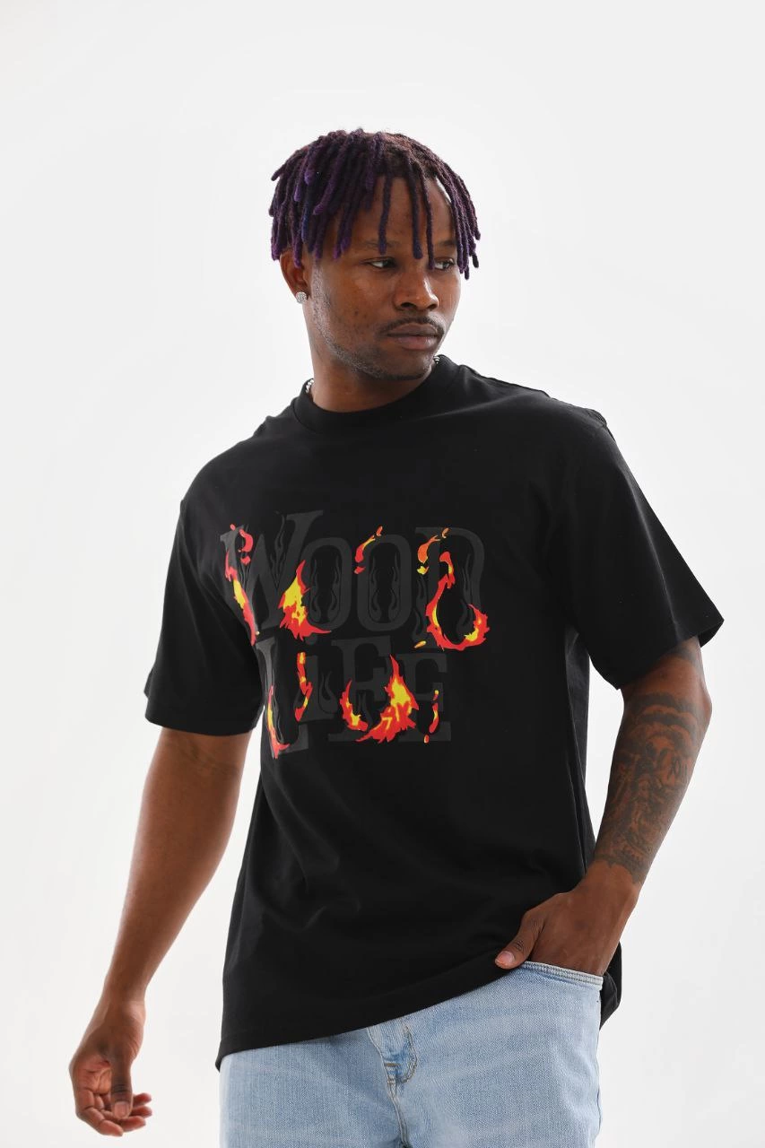 Baskılı Oversize T-Shirt - Siyah -