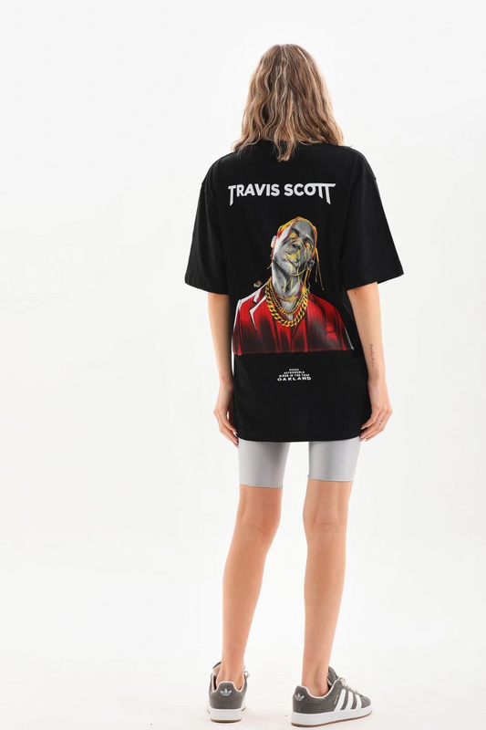 Baskılı Oversize T-Shirt - Siyah -