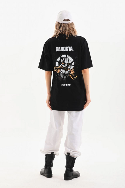 Baskılı Oversize T-Shirt - Siyah -