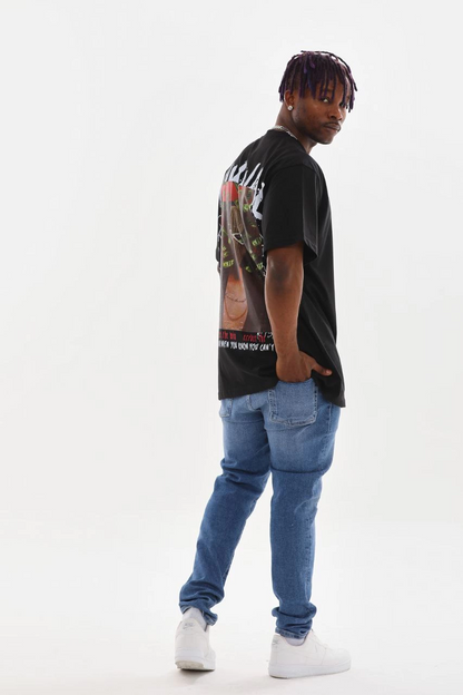 Baskılı Oversize T-Shirt - Siyah -