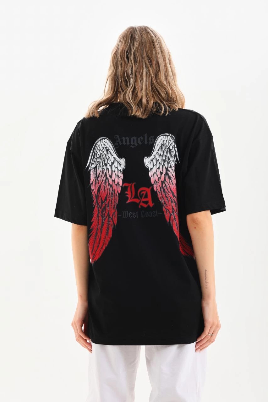 Baskılı Oversize T-Shirt - Siyah -