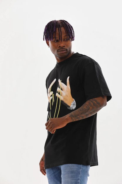 Baskılı Oversize T-Shirt - Siyah -