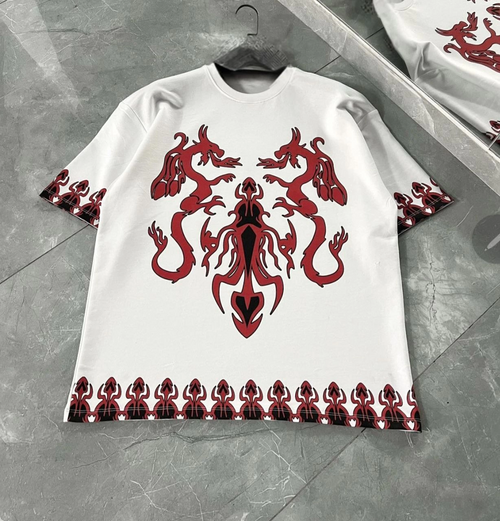 Bisiklet Yaka Baskılı Oversize T-Shirt - Beyaz -