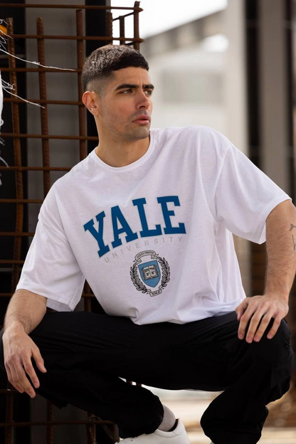 Bisiklet Yaka Baskılı Oversize T-Shirt - Beyaz -