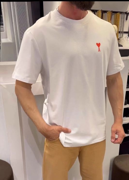 Bisiklet Yaka Baskılı Oversize T-Shirt - Beyaz -