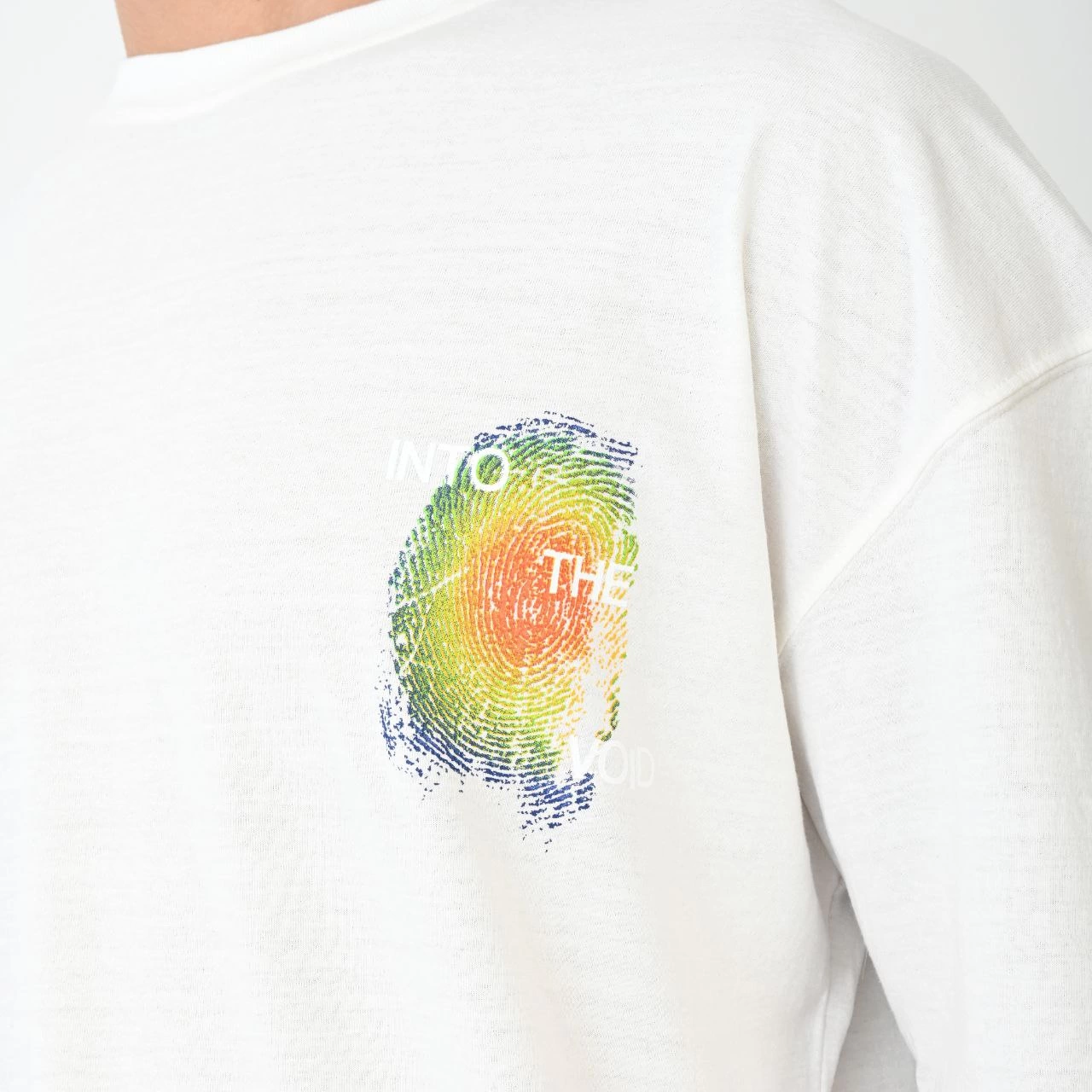 Bisiklet Yaka Baskılı Oversize T-Shirt - Beyaz -