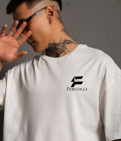 Bisiklet Yaka Baskılı Oversize T-Shirt - Beyaz -